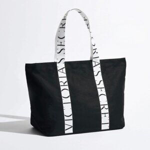 NEW Victoria's Secret Black and White Canvas Tote Bag